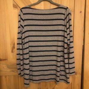 Eileen Fisher Stripe Tencel Jersey Tunic with Long Sleeves Black / Gray Size M
